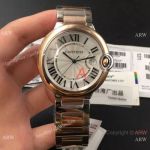 42MM Ballon Bleu Cartier TWF Swiss Quartz Watch 2-Tone Rose Gold &Sunray Dial